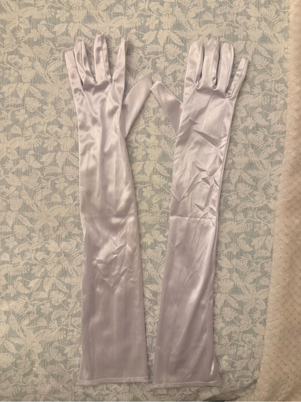 Long Satin Opera Gloves - White